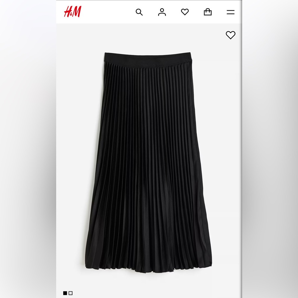 H&M Black Midi Pleated Skirt, size L